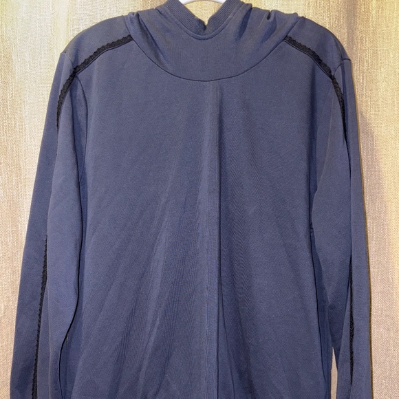 Jason Wu | French Terry Hoodie with Lace Trim Marine Blue | Size L - Picture 1 of 6